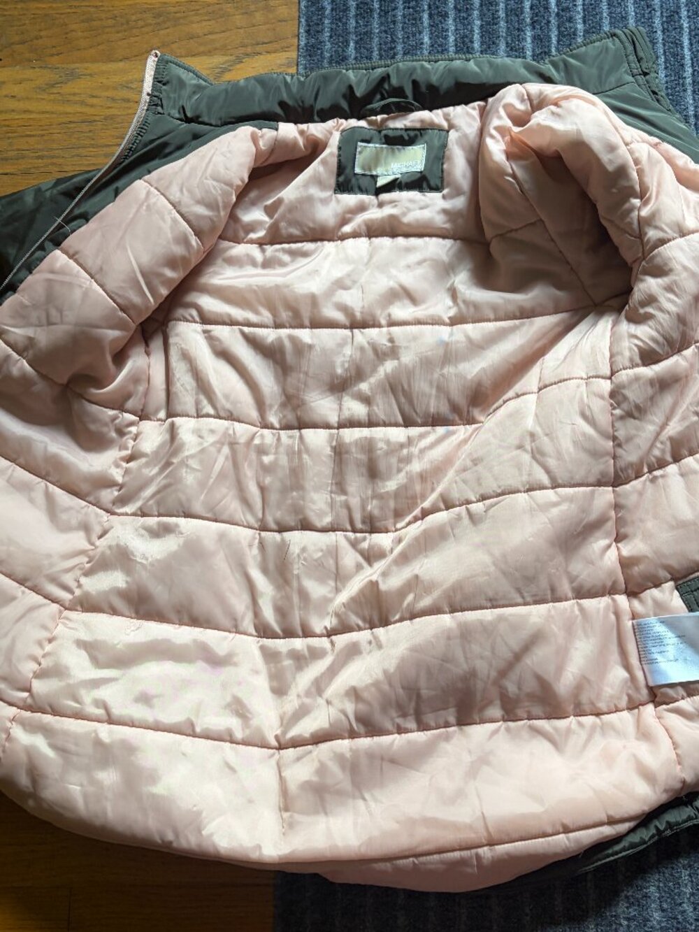 MICHAEL Kors Parka Girls Size 10-12 Olive Green with Pink accents - Picture 5 of 10
